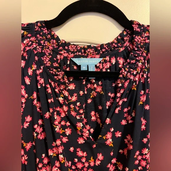 Draper James Martina Popover Dress in Navy Cherry Blossom Size M - Picture 9 of 11